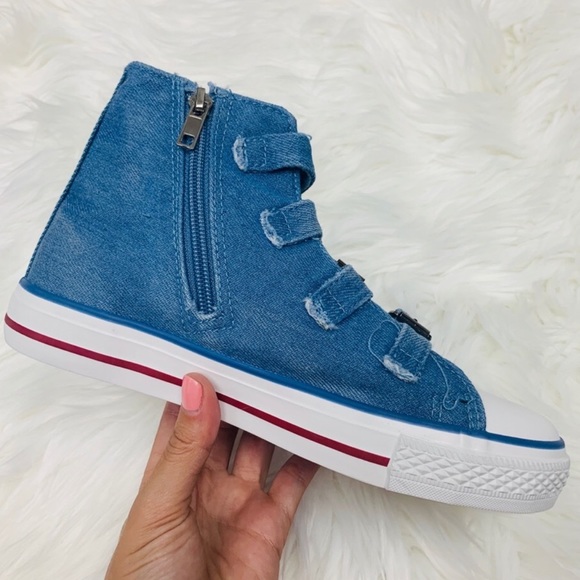 New Paisley Embroidered Denim High Top Sneakers - Picture 2 of 13